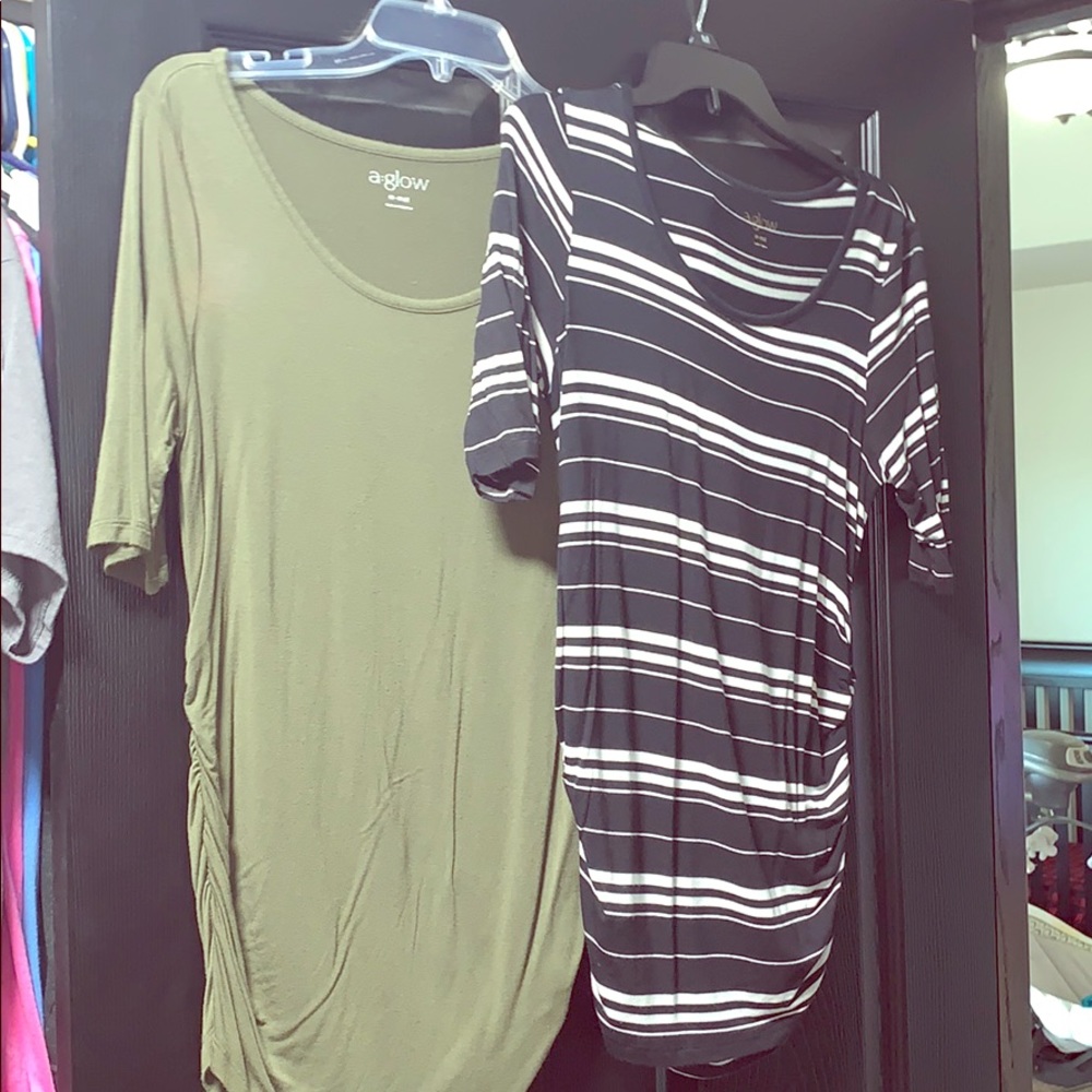 Two A Glow Maternity Tops, Scrunch Sides
